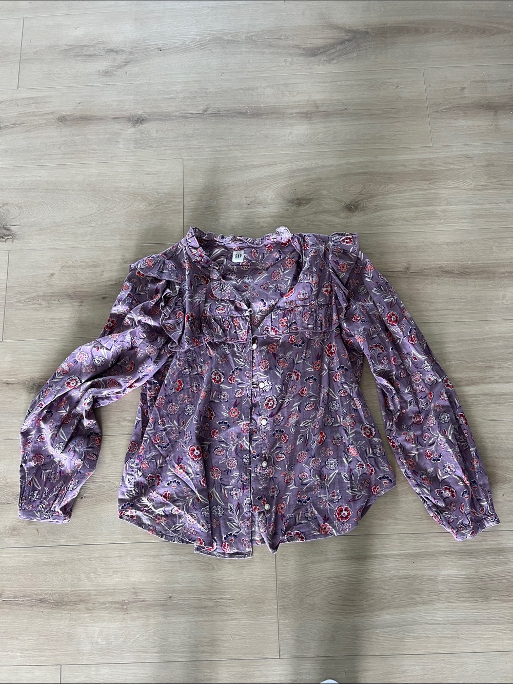 GAP Lavender Floral Button-Down Blouse